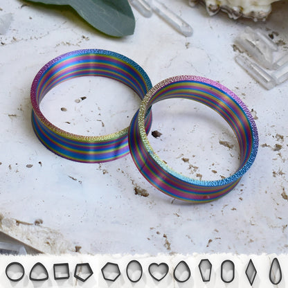 Ear tunnels 10-100mm | Twisted Rainbow | 12 Shapes