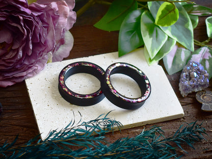 Túneles de oreja Donut 20–100mm con Purpurina Holográfica