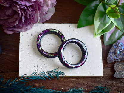 Túneles de oreja Donut 20–100mm con Purpurina Holográfica