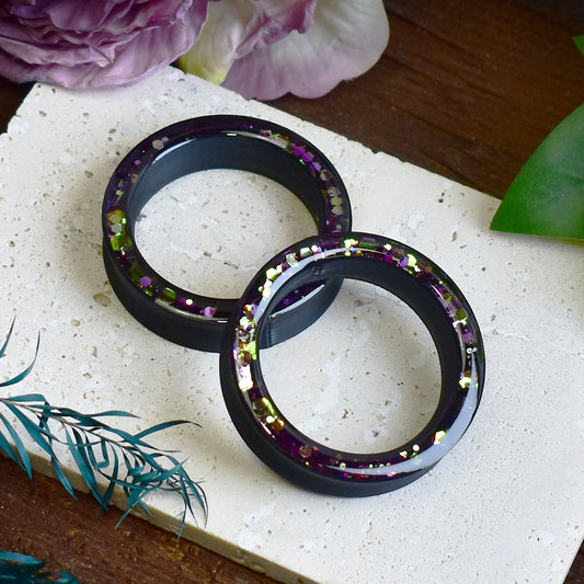 Thick-wall Ear Tunnels 20-100mm with Holographic Glitter