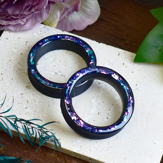Thick-wall Ear Tunnels 20-100mm with Holographic Glitter