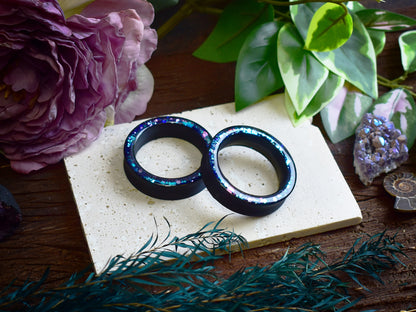 Túneles de oreja Donut 20–100mm con Purpurina Holográfica