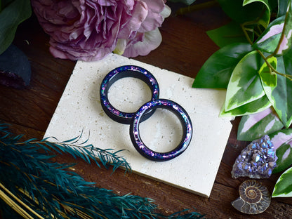 Túneles de oreja Donut 20–100mm con Purpurina Holográfica