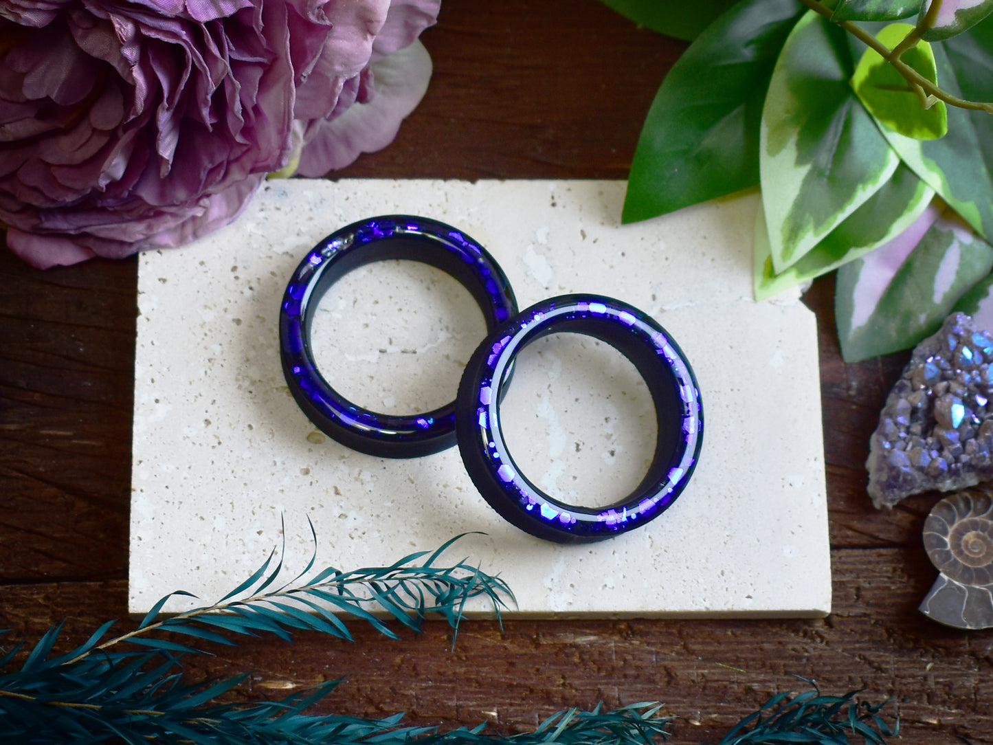 Tunele do uszu Donut 20–100mm z Holograficznym Brokatem