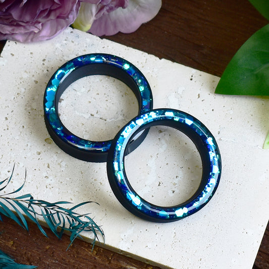 Thick-wall Ear Tunnels 20-100mm with Holographic Glitter