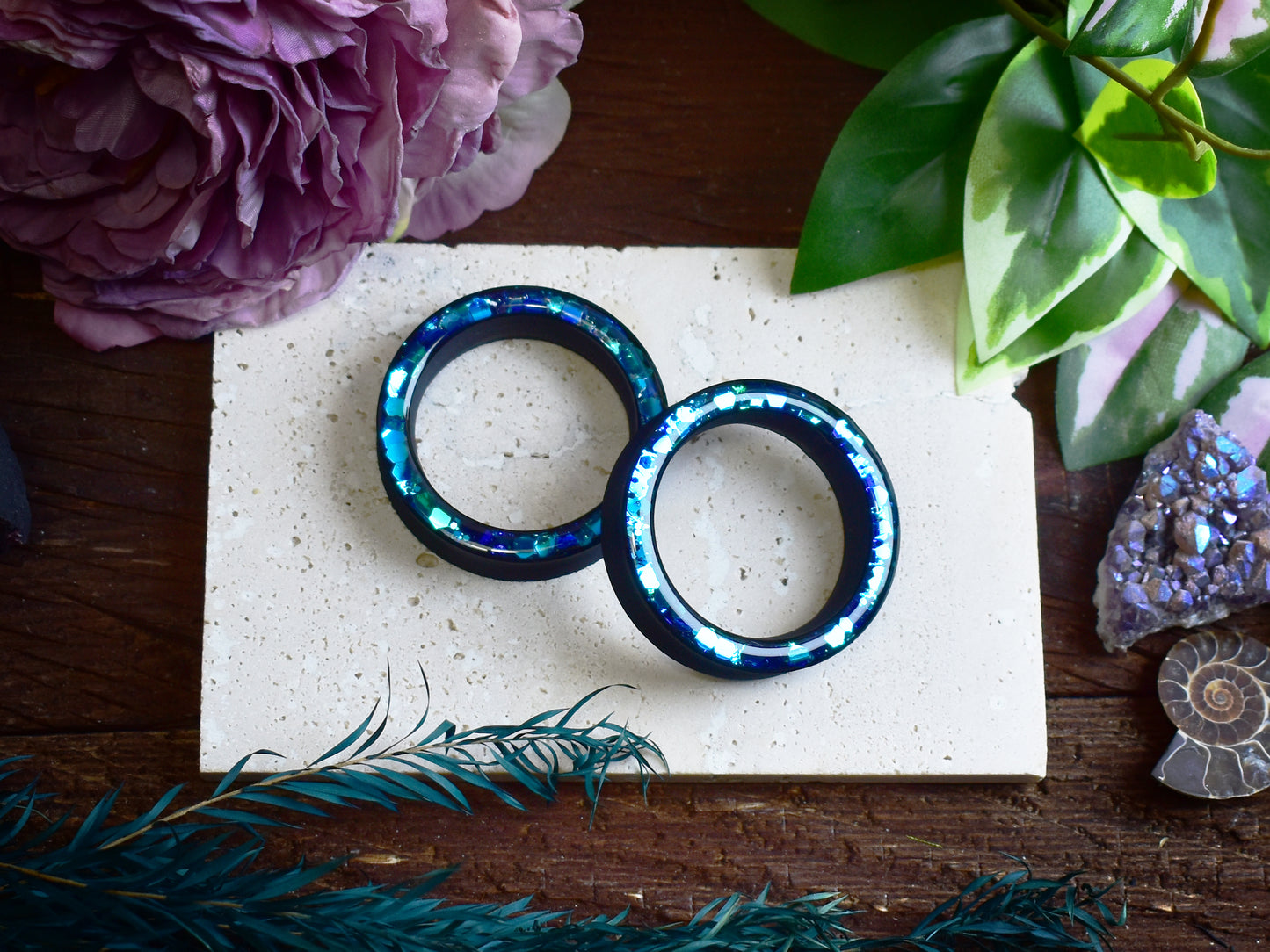 Tunele do uszu Donut 20–100mm z Holograficznym Brokatem