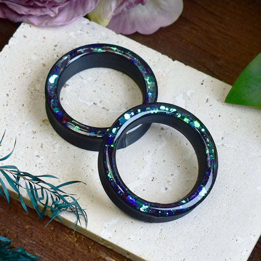 Thick-wall Ear Tunnels 20-100mm with Holographic Glitter