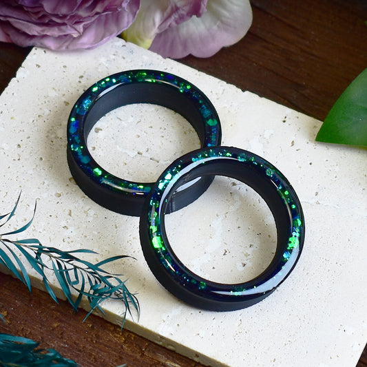 Thick-wall Ear Tunnels 20-100mm with Holographic Glitter