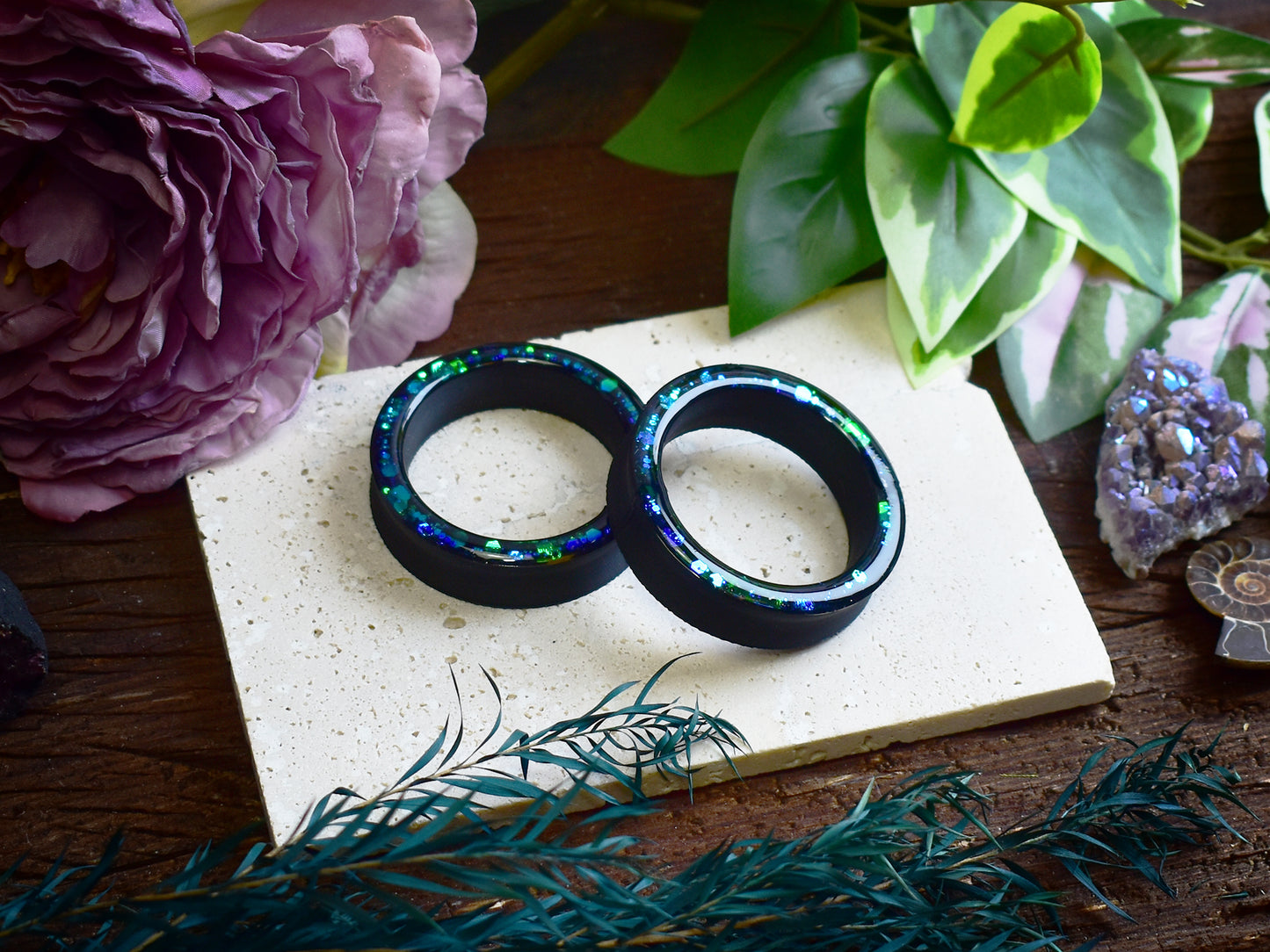 Tunele do uszu Donut 20–100mm z Holograficznym Brokatem