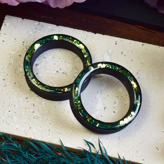 Thick-wall Ear Tunnels 20-100mm with Holographic Glitter