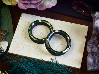 Túneles de oreja Donut 20–100mm con Purpurina Holográfica