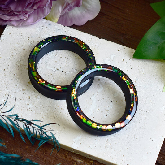 Thick-wall Ear Tunnels 20-100mm with Holographic Glitter