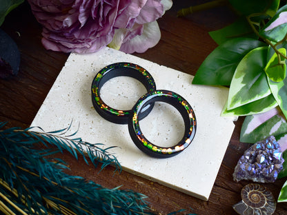 Tunele do uszu Donut 20–100mm z Holograficznym Brokatem