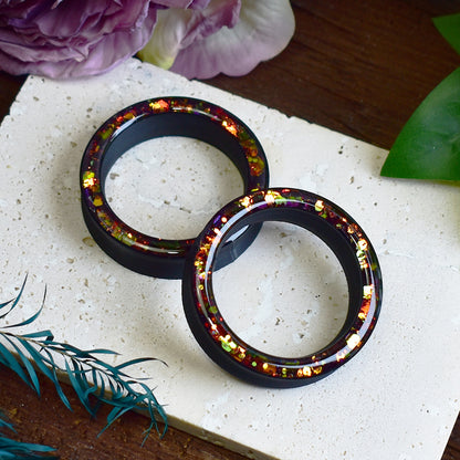 Túneles de oreja Donut 20–100mm con Purpurina Holográfica