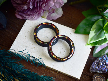 Túneles de oreja Donut 20–100mm con Purpurina Holográfica