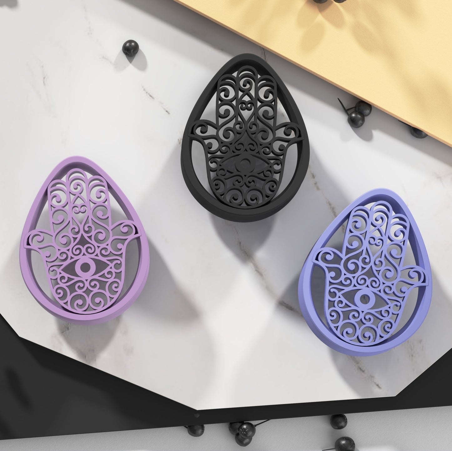 Teardrop Ear Tunnels with Hamsa Hand | 14 Colors