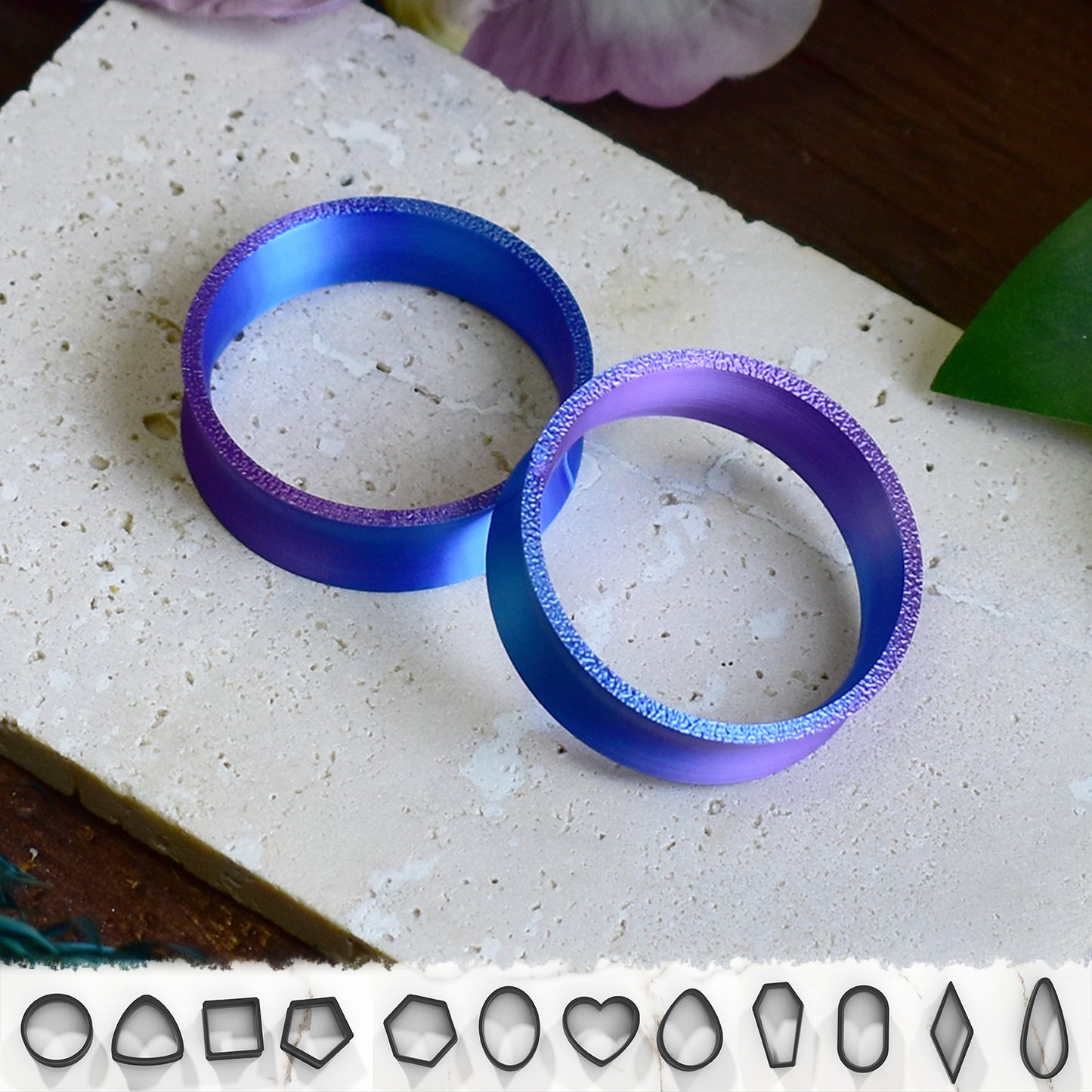 Ear tunnels 10-100mm | Blue Purple | 12 Shapes