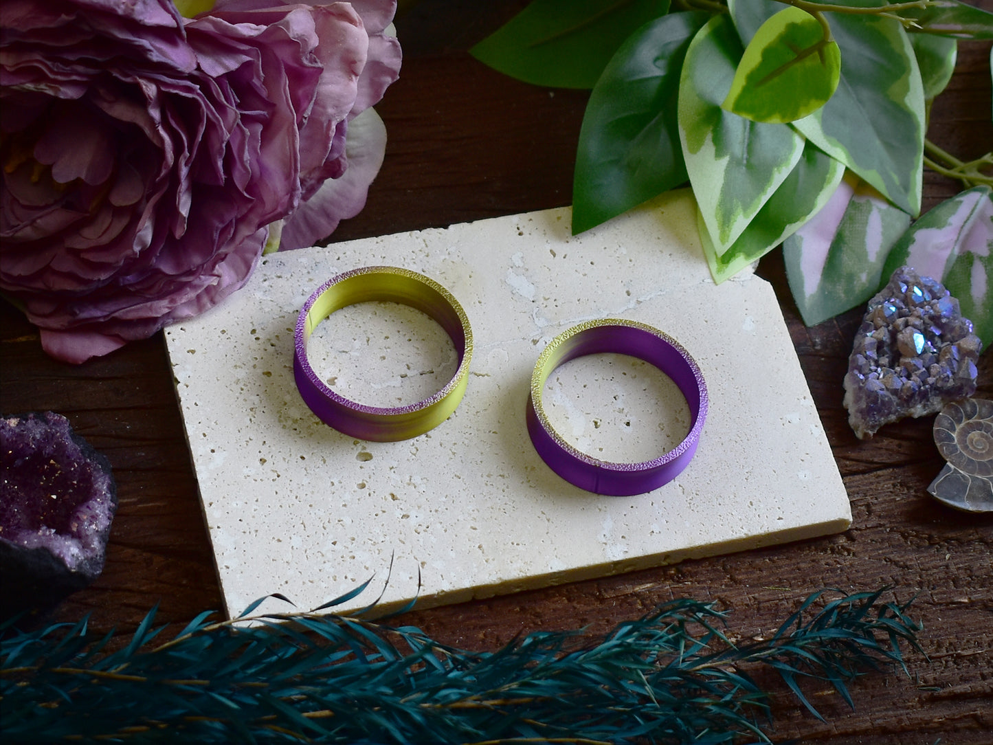 Tunele do uszu 10-100mm | Fioletowo-złote