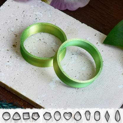 Ear tunnels 10-100mm | Green Yellow | 12 Shapes