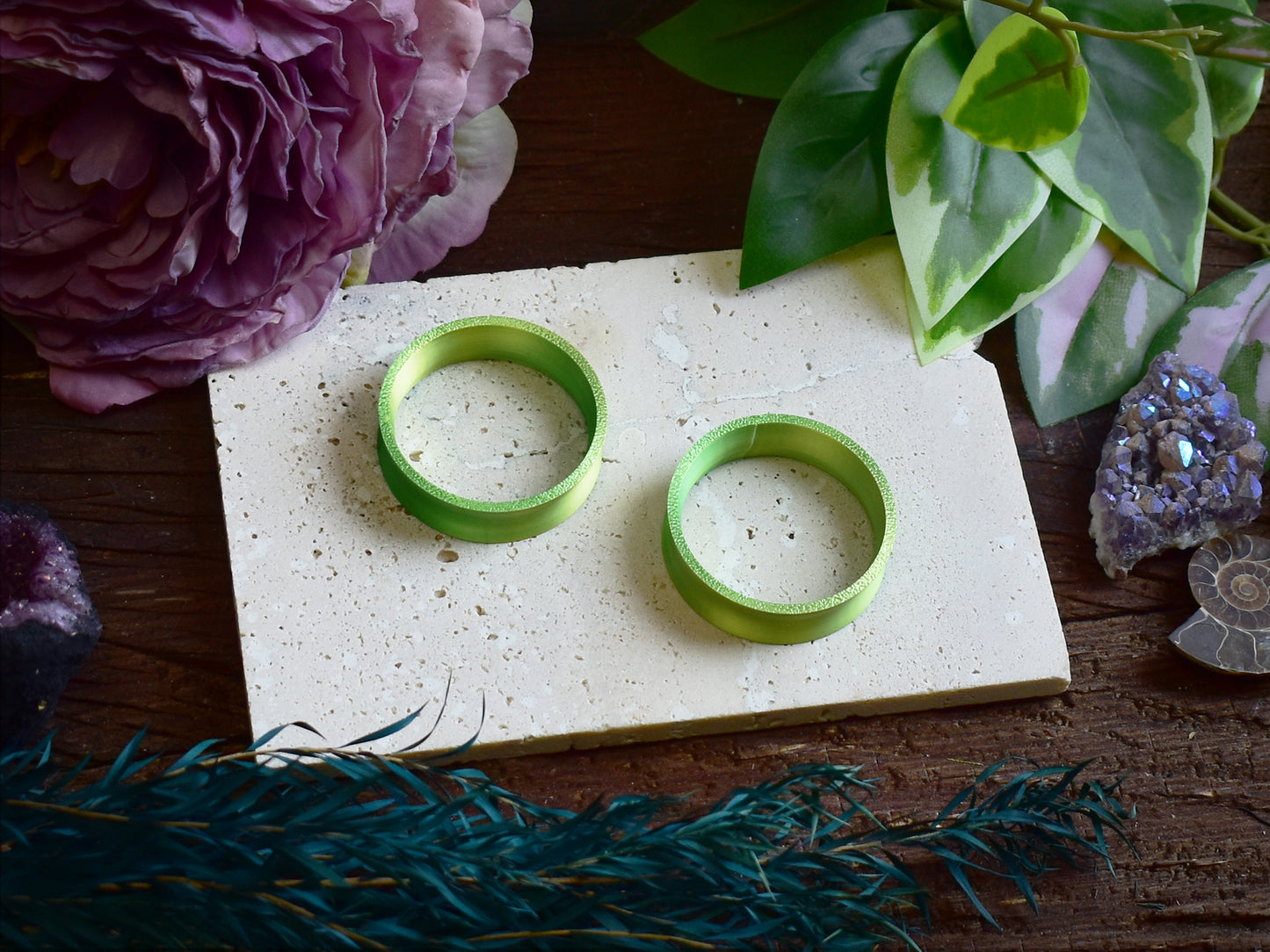 Túneles para orejas 10-100mm | Verde Amarillo