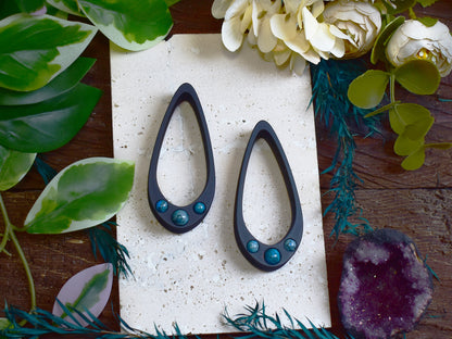 Long Teardrop Ear Plugs 25-100mm with Blue Crazy Lace Agate