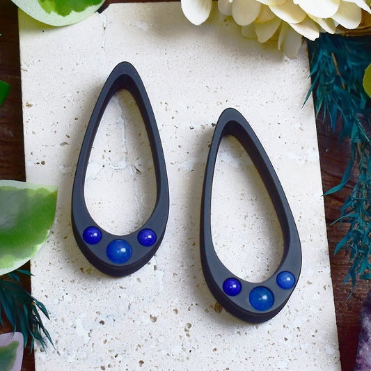 Long Teardrop Ear Plugs 25-100mm with Blue Jade