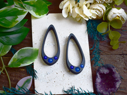 Long Teardrop Ear Plugs 25-100mm with Blue Jade
