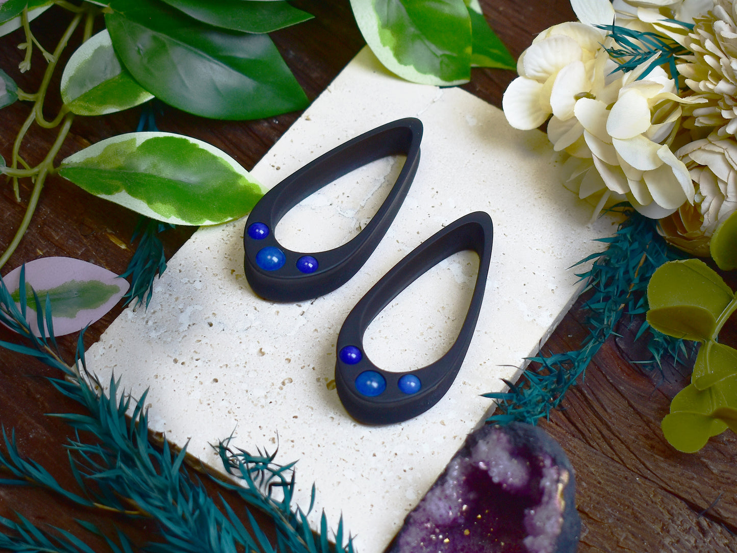 Long Teardrop Ear Plugs 25-100mm with Blue Jade