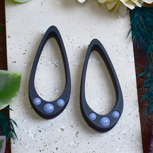 Long Teardrop Ear Plugs 25-100mm with Blue Lace Agate