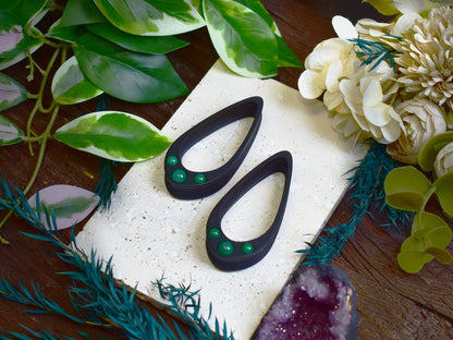 Long Teardrop Ear Plugs 25-100mm with Green Jade