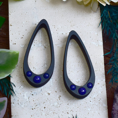 Long Teardrop Ear Plugs 25-100mm with Lapis Lazuli