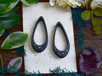 Long Teardrop Ear Plugs 25-100mm with Larvikite