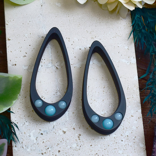 Long Teardrop Ear Plugs 25-100mm with Light Blue Jade