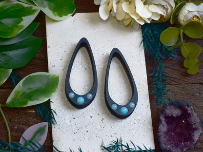 Long Teardrop Ear Plugs 25-100mm with Light Blue Jade