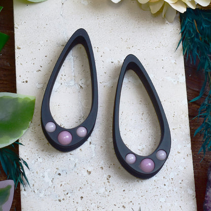 Long Teardrop Ear Plugs 25-100mm with Pink Jade
