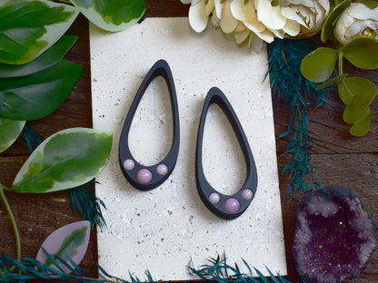 Long Teardrop Ear Plugs 25-100mm with Pink Jade