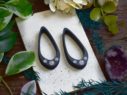 Long Teardrop Ear Plugs 25-100mm with Rose Quartz