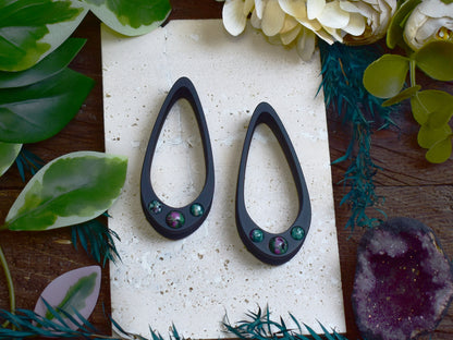 Long Teardrop Ear Plugs 25-100mm with Ruby Zoisite