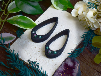 Long Teardrop Ear Plugs 25-100mm with Ruby Zoisite