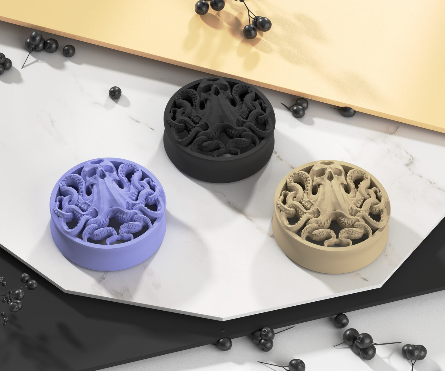 Ear Tunnels with Skull Octopus | 14 Colors