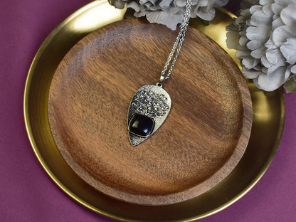 Steel Tree of Life Pendant with Obsidian
