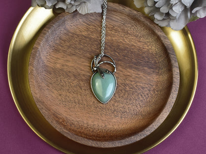 Steel Dragonfly Pendant with Aventurine