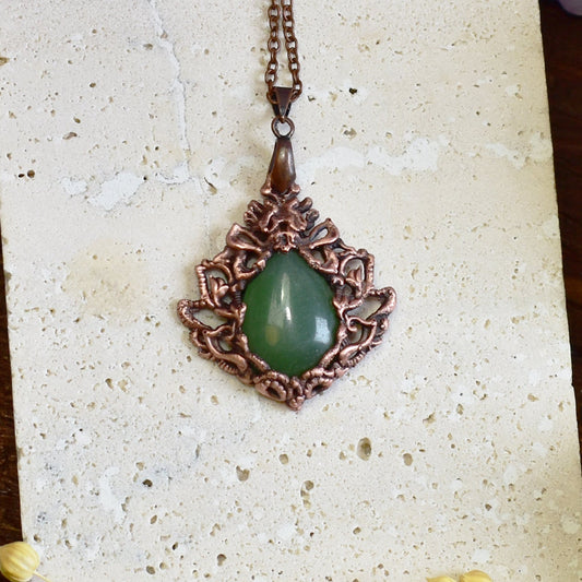 Colgante de Cobre Estilo Victoriano con Aventurina