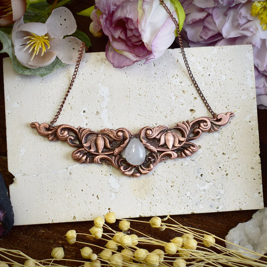 Baroque Style Copper Necklace with Quartz
