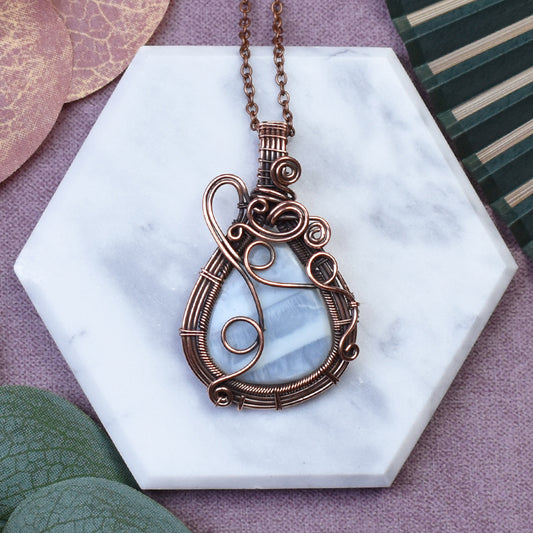 Copper Wire Wrapped Pendant with Owyhee Opal