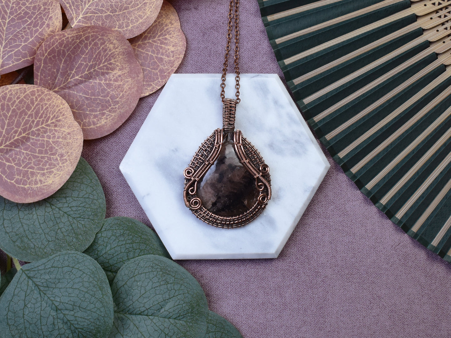 Miedziany Wisiorek Wire Wrapping z Jaspisem