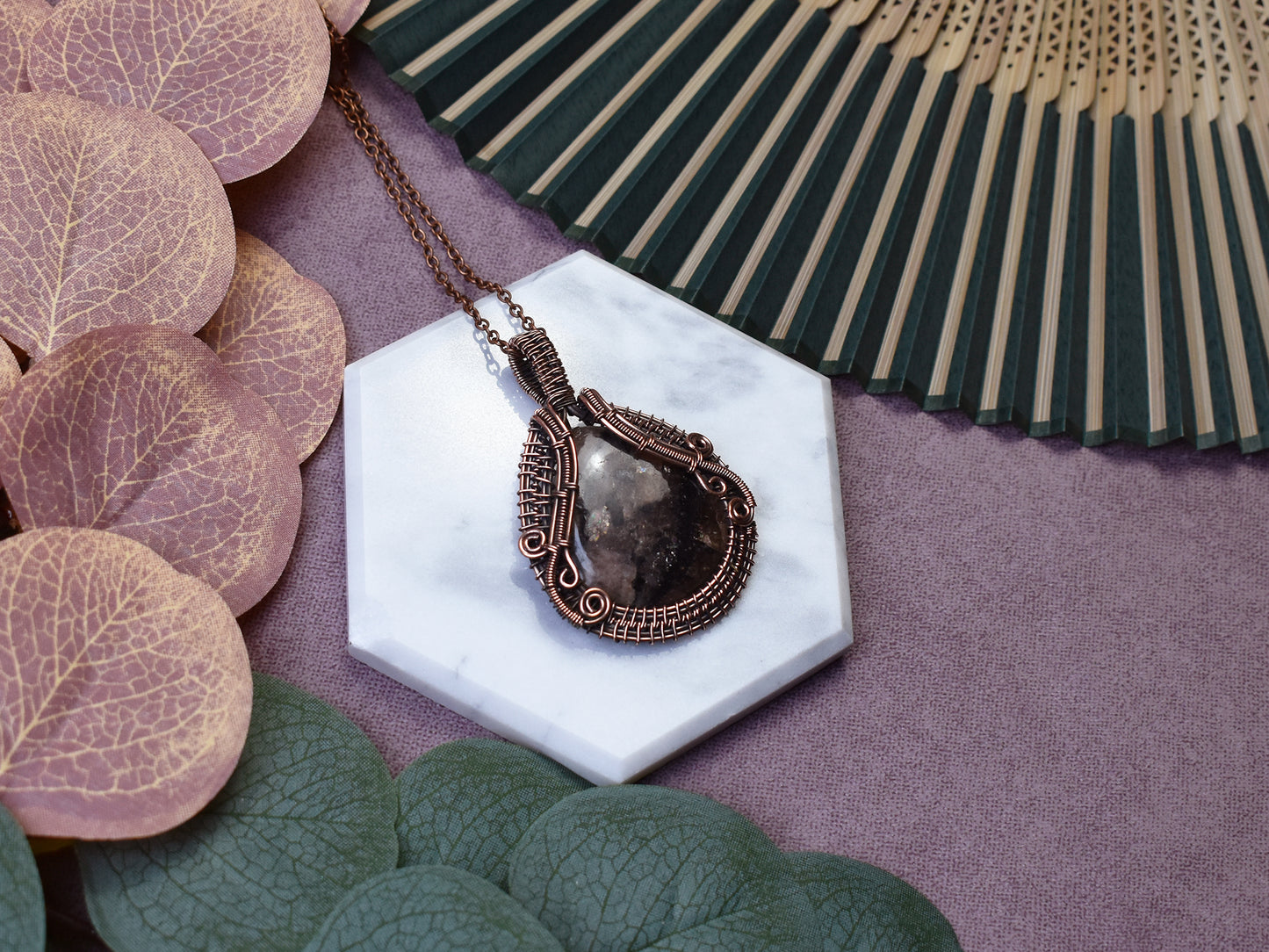 Miedziany Wisiorek Wire Wrapping z Jaspisem
