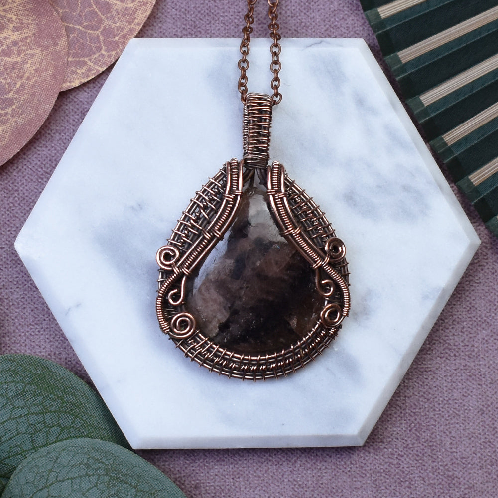 Miedziany Wisiorek Wire Wrapping z Jaspisem
