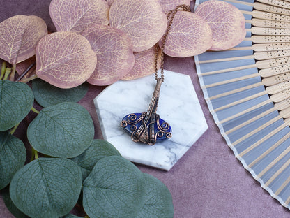 Miedziany Wisiorek Wire-Wrapping z Lapisem Lazuli
