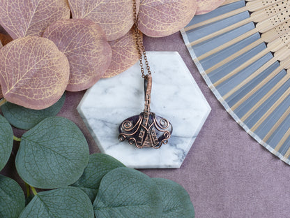 Miedziany Wisiorek Wire Wrapping z Ametystem